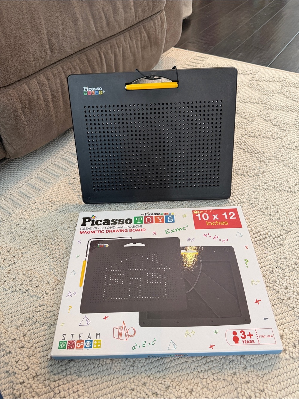 10x12 Inch Magnetic Drawing Board - Black with Yellow Stylus